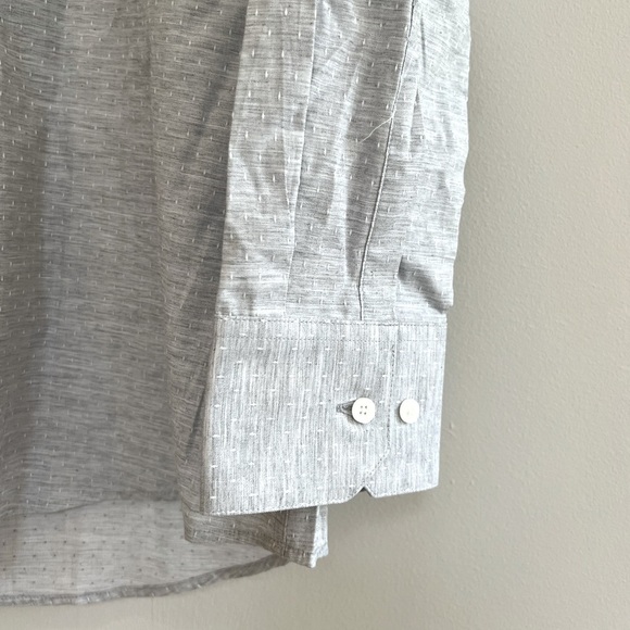 NWT Vince Camuto Grey Melange Dobby Slim Fit Button Down Dress Shirt, 32/33 - Picture 3 of 8